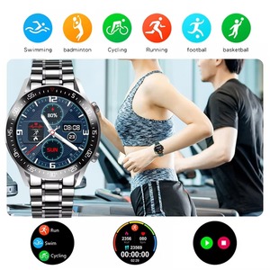 Drioshipping nueva banda de acero reloj inteligente hombres ritmo cardíaco IP68 impermeable pantalla táctil reloj inteligente de lujo - Product Image 3