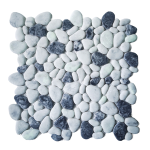 China 300*300 <strong>White</strong> Bianco Cararra <strong>Pebble</strong> Recycled Glass Mosaic Tiles - Product Image 1