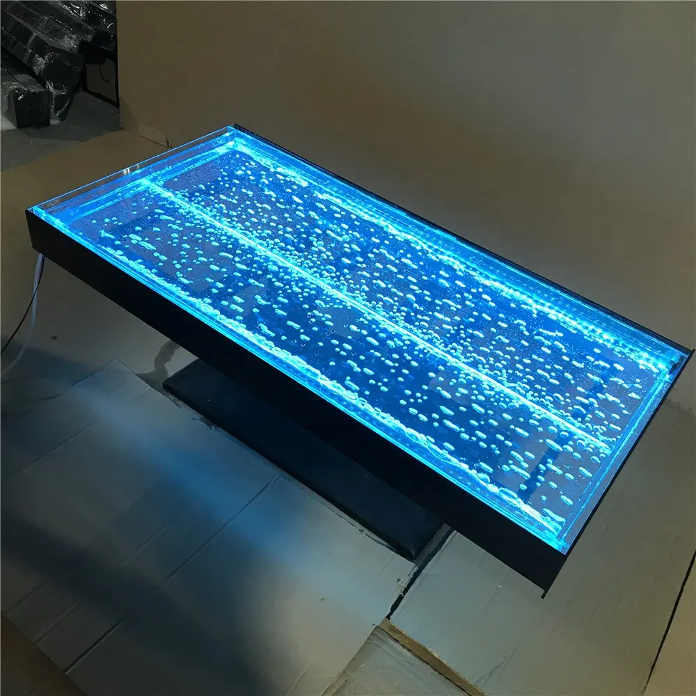 Customized LED water bubble wall design waiting room coffee table