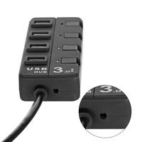 Penjualan terlaris 4TF USB 3.0 Hub 4 port Transfer Data berkecepatan tinggi untuk PC Laptop bahan ABS dengan kabel minyak karet semprotan saklar stok