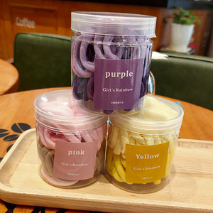 Jj 50 pcs/बॉक्स कैंडी-रंगीन लोचदार पॉलिएस्टर पुष्प बाल बैंड बच्चों के लिए निर्बाध डिजाइन के साथ 5 सेमी आकार - Product Image 1