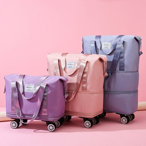 Valise de voyage grande capacité à roulettes multidirectionnelles, idéale pour étudiants, voyages d'affaires, préparation de bébé, étanche avec séparation sec-humide et fermeture éclair - Product Image 3