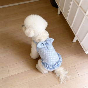 Robe d'été pour chat en fibre de polyester avec dentelle et motif à carreaux, style princesse, avec attache pour laisse pour chatons - Product Image 3