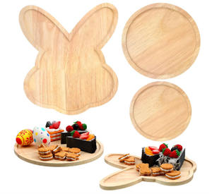 Plateau de service en bois de <span class=keywords><strong>Pâques</strong></span> 3 pièces au design mignon créatif Assiettes à lapin Plats Planche à charcuterie - Product Image 1
