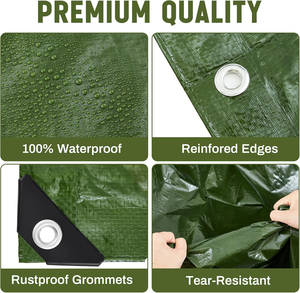 Lona Protectora Multiusos Resistente al Agua, al Aceite y a la Intemperie, de HDPE Laminado de 1000D, con Ojales Metálicos para Exteriores - Product Image 3