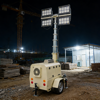 Tour d'éclairage mobile portable diesel de 7 m avec éclairage LED pour chantier de construction ou éclairage de jardin