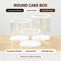 Caja Redonda para Pastel Ecológica y Segura para Alimentos, Envase Cilíndrico Transparente de PET para Panadería, Caja Desechable Resistente a la Grasa para Postres, con Logotipo Personalizado