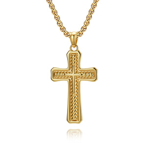 yunnique retro spiral cross necklace, men's niche punk style <b>titanium</b> steel non-fading jewelry, Dongguan manufactur - Product Image 5