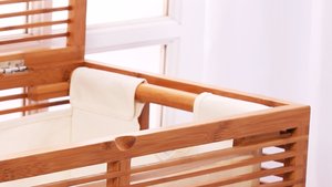 Autoportant D'origine Bambou <span class=keywords><strong>Panier</strong></span> À <span class=keywords><strong>Linge</strong></span> <span class=keywords><strong>Panier</strong></span> 2 Section Amovible Tissu Sac pour Salle De Bains Chambre Avec Couvercle - Product Image 5