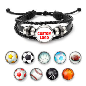 Pulsera tejida con logotipo de Club de campeonato de fútbol europeo, juego de campeones, GEMA, pulseras de cuero sintético ajustables - Product Image 2