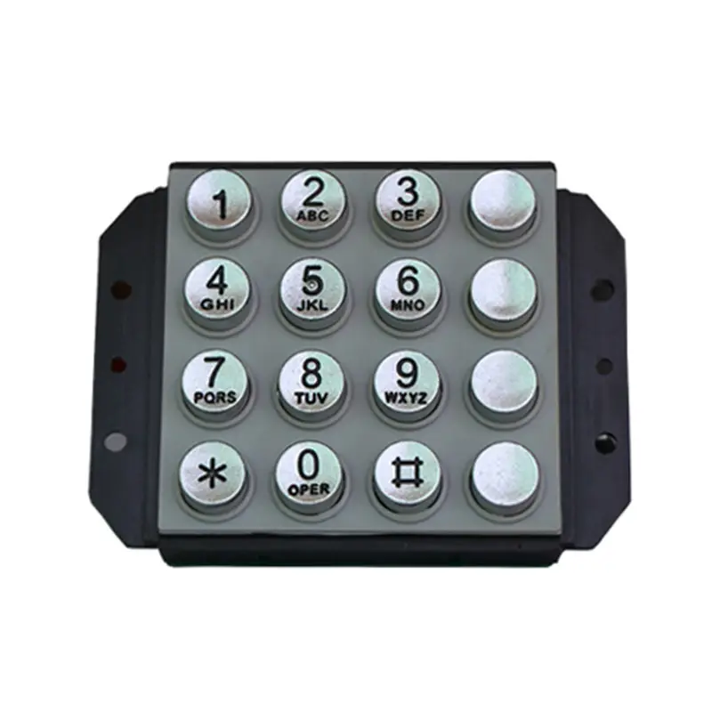 4 x4 layout de liga de zinco vandal teclado à prova d' água com o botão redondo para o pagamento