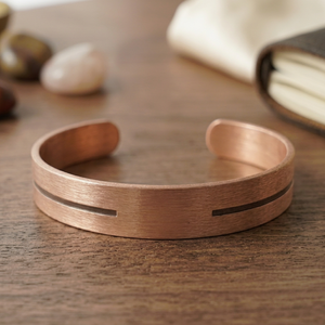 Brazalete de Cobre Puro Hecho a Mano, Brazalete Plano de Metal Sólido, Artesanía en Cobre, Grabado Láser, Joyería de Yoga y Sanación para Hombres y Mujeres, OEM - Product Image 1