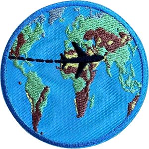 Patch brodé Earth Plane de 3 pouces, thermocollant ou à coudre, applique en tissu pour sacs - Product Image 1