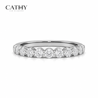 IGI-Zertifizierter CVD HPHT Labor-Gezüchteter Diamant-Ehering, Halb-Eternity Trauring aus 18K Gold, Umweltfreundlicher Edel-Schmuck
