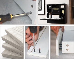 Tùy chỉnh màu đen gấp treo tường máy tính bàn không gian nhỏ góc nổi máy tính xách tay bàn với lưu trữ ngăn kéo kệ - Product Image 6