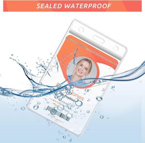 Porte-badges d'identification étanches personnalisés, porte-cartes d'identité en PVC transparent épais pour cadeaux d'affaires, porte-cartes de crédit refermable 2,55" x 4,52" - Product Image 3