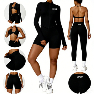 Abbigliamento Sportivo da Donna Personalizzato OEM, Top Corto Aderente <span class=keywords><strong>con</strong></span> Logo, <span class=keywords><strong>Pantaloni</strong></span> Casual per Fitness e Yoga - Product Image 2