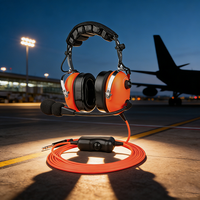 Casque d'aviation supra-auriculaire en métal à réduction de bruit avec câble d'interface de support au sol pour les pilotes des opérations aéroportuaires