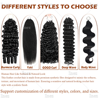 Cheveux au crochet en fibres protéinées pour femmes noires, cheveux au crochet Deep Wave, nœuds invisibles pré-séparés, cheveux au crochet Feather