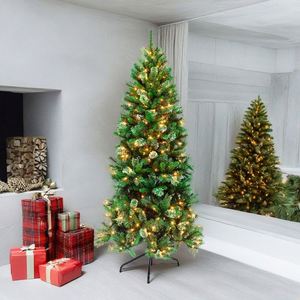 Árbol de Navidad Flocado en Oferta, Venta al por Mayor de Fábrica, Forma de Pino de PE/PVC con Lazo Rojo para Decoración del Hogar - Product Image 2