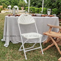 Chaise moderne blanche pliante en acier résine PP plastique pour jardin extérieur pelouse parc événements mariages villas