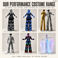 Costumes de performance LED de haute qualité pour événements, spectacles de hall de bal, et marcheurs sur échasses, costumes de performance lumineux