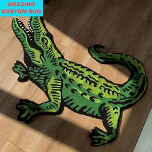 Alfombras hechas a mano de aguacate verde personalizadas Alfombra antideslizante duradera con forma de troquelado Alfombrillas abstractas para interiores - Product Image 1