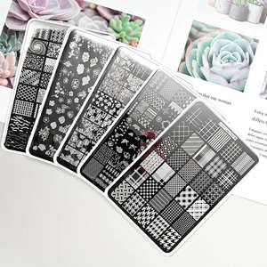 9.5X14.5cm grande taille Nail Art estampage plaque feuille fleur dessins géométriques Nail Art modèle Graffiti polonais impression pochoirs - Product Image 6