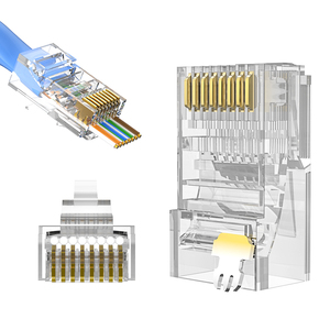 Zhefan RJ45 connecter CAT5e CAT6 Ethernet 8P8C UTP RJ45 cắm Cat 6 5E đi qua RJ45 kết nối đi qua Modular cắm - Product Image 1