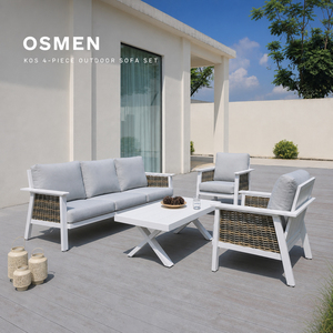 Juego de Muebles de Jardín Osmen Kos de Aluminio de 4 Piezas con Sillones y Mesa de Centro, Resistente al Agua y a los Rayos UV, para Patio y Jardín, Os502329- - Product Image 1