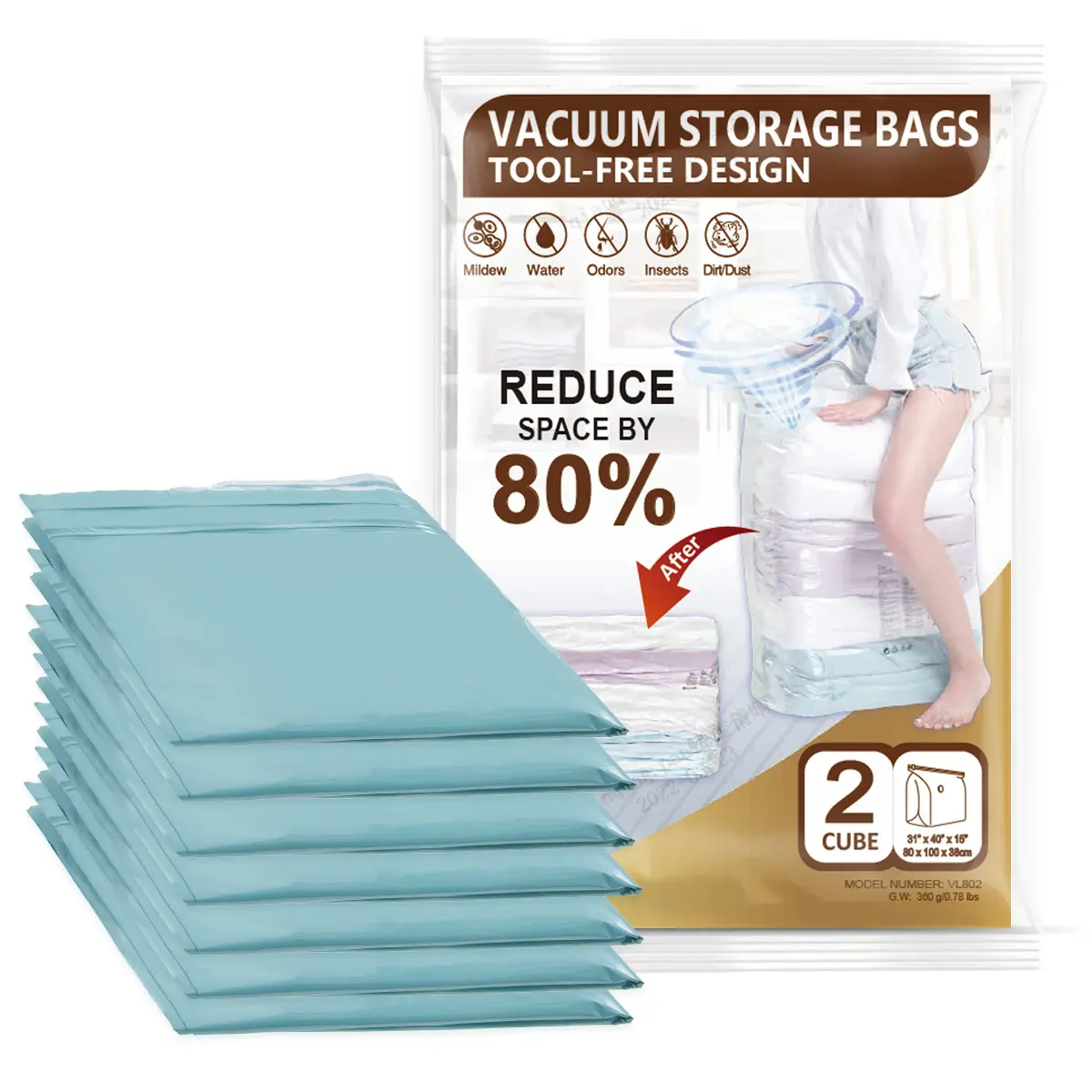Space Saver Pump Free Cube Compression Storage Bags Plastic Clothes Bag Bedding Closet Organizer Vacuum Bag