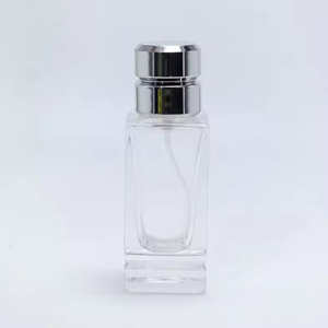 Luxury 50ml Square Clear Glass Perfume <b>Bottle</b> <b>Empty</b> Flat Fragrance <b>Spray</b> <b>Bottle</b> Aluminum Cap Custom Screen Printing - Product Image 4