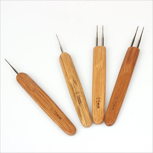 Bamboo Handle <strong>Crochet</strong> Needle Hair <strong>Hook</strong> 2/3 <strong>Hooks</strong> Needle for Hair Extension Professional <strong>Dread</strong> for DIY Craft Hand Knitting - Product Image 1