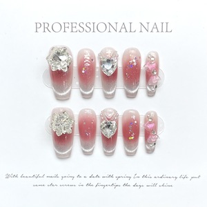 Nuevo Producto Lanzado, <span class=keywords><strong>Uñas</strong></span> Postizas Hechas a Mano <span class=keywords><strong>con</strong></span> Diseño de <span class=keywords><strong>Rosa</strong></span> Negra, Mariposa, Perla y Camelia, Estilo Tinta de Agua, Dulces y Elegantes - Product Image 2