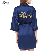 RTS Personalisierte Seide Braut Roben Frauen Satin Kimono Robe Spa Hochzeit Party Brautjungfer DIY Glitter Schriften Braut Robe