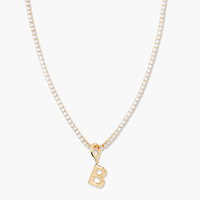 Collier de tennis mini personnalisé avec initiale, plaqué or 14K, en acier inoxydable, chaîne avec breloque lettre, bijoux d'été étanches