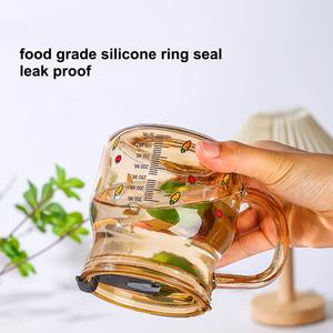 Vaso de Vidrio de 600 ml (20 oz) con Diseño de <span class=keywords><strong>Panda</strong></span> de Dibujos Animados, Vaso de Agua o Leche de Vidrio de Borosilicato Alto con Tapa de Sellado de Silicona y Asa - Product Image 4