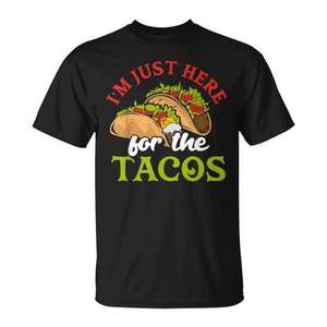 Camiseta con diseño de calcomanía de comida mexicana: Soy solo por los tacos - Product Image 1