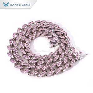 Tianyu Color Gemstone Cuban chain <b>necklace</b> gold-plated and inlaid with zircon hip-hop style chain jewelry for Unisex - Product Image 2