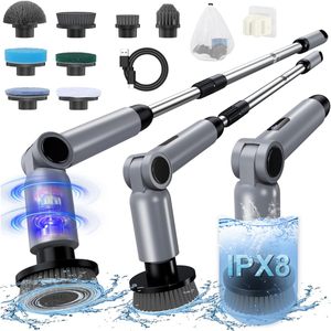 8 in 1 Heavy Duty Electric Spin Scrubber with Extendable Handle and Waterproof Cleaning Brush for <b>Bathroom</b> <b>Tile</b> and Bathtub - Product Image 1