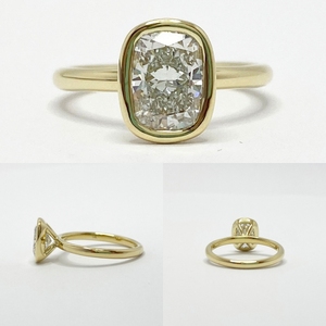 2ct Bezel Moissanite Anneaux 14k Solid Gold <span class=keywords><strong>Solitaire</strong></span> Bagues de Fiançailles Gra Certified Diamond Jewelry Moissanite Ring - Product Image 2