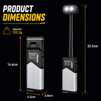 Lampe de travail LED COB rechargeable Type-C, support télescopique réglable, lampe d'inspection magnétique pour réparation automobile, garage, atelier