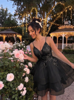 Robe de bal à sequins pour femme, robe de soirée en tulle sans manches, col en V personnalisé, appliques en dentelle, robe de soirée de luxe 2026