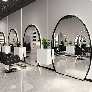 Miroir de salon LED moderne pleine longueur, miroir de vanité ovale en verre, interrupteur tactile, fixation murale pour salon de coiffure et institut de beauté - Product Image 6