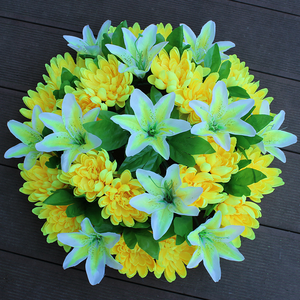 <span class=keywords><strong>Flores</strong></span> Funerarias Artificiales Ecológicas CAWELL, Lirio y Crisantemo, 45 cm <span class=keywords><strong>de</strong></span> Diámetro, Coronas <span class=keywords><strong>para</strong></span> <span class=keywords><strong>Cementerio</strong></span>, Decoración, Color Personalizado - Product Image 3