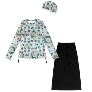 Burkinis trois pièces conservateurs à motif irrégulier, anti-UV, avec logo frontal et couvre-chef, pour le Moyen-Orient et l'Asie du Sud-Est - Product Image 6