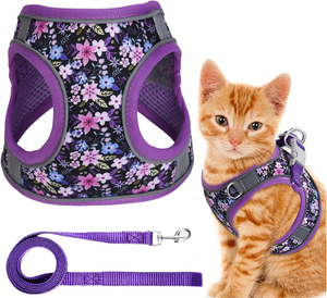 Custom Personalized Breathable Simple Solid Leather Fashion No Choke Dog <b>Cat</b> Harness Safety Walking Reflective Step Cute Pet - Product Image 1