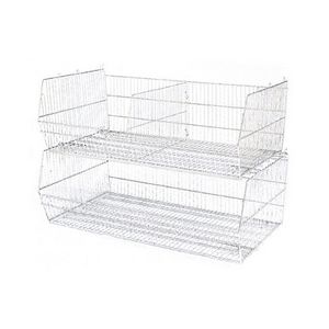 Panier en acier 96 x 70 x 45 cm, étagère de rangement en treillis métallique pour entrepôt et usage commercial - Product Image 1