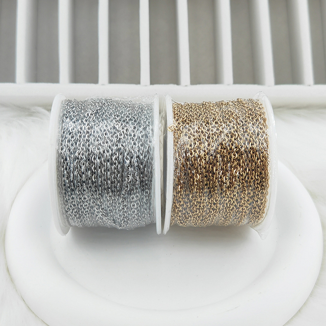 Non-Tarnish 18K Gold Plated Stainless Steel Classic Cable Chain Roll Spool 3mm for Jewelry Findings