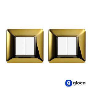 โกลก้า สวิตช์ติดผนัง 2 ช่อง แผ่นพลาสติก สีทองเงา ติดตั้งง่าย ใช้ได้กับมาติกซ์ - Product Image 2